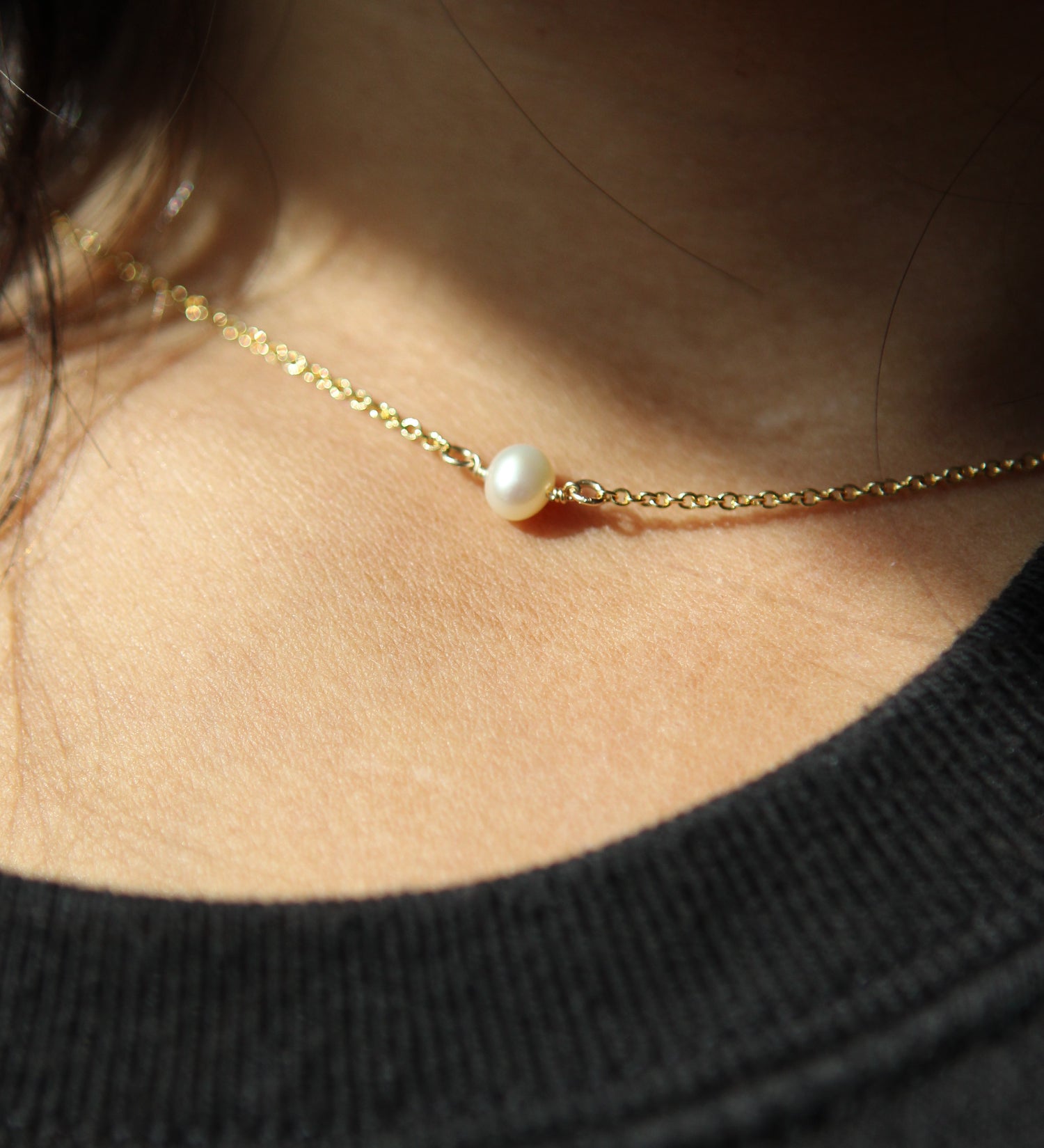 14k gold filled cable chain with freshwater pearls 