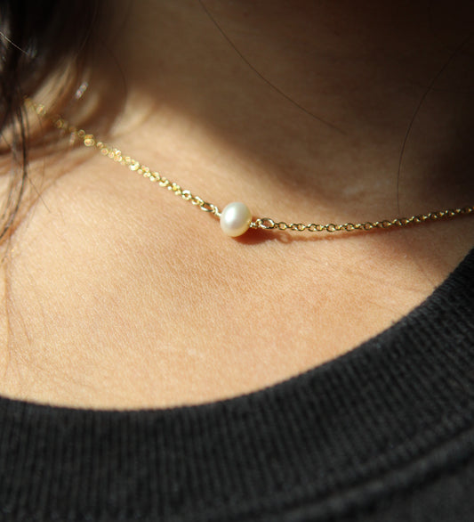 14k gold filled cable chain with freshwater pearls 